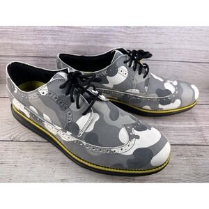 Cole Haan Men's Gray Camo Original Grand Wingtip Oxford Golf Shoes Size 11.5 M